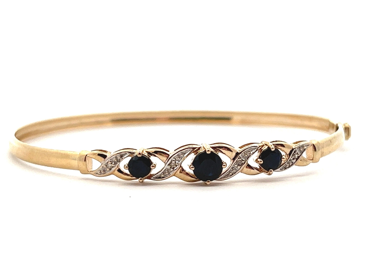 Sapphire & Diamond 9ct Yellow Gold Bangle eBay