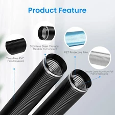 8in 25 Ft Aluminum Ducting Vent Hose for Heating Cooling Ventilation and Exhaust