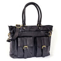Almadih Leder Damentasche Eva Handtasche UmhäNgetasche Schultertasche Schwarz