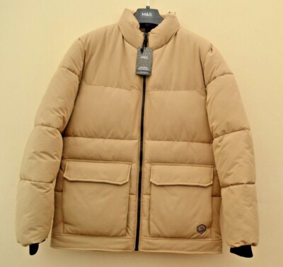 New M&S Collection Puffer Sand Jacket With Thermowarmth & Stormwear Sz M