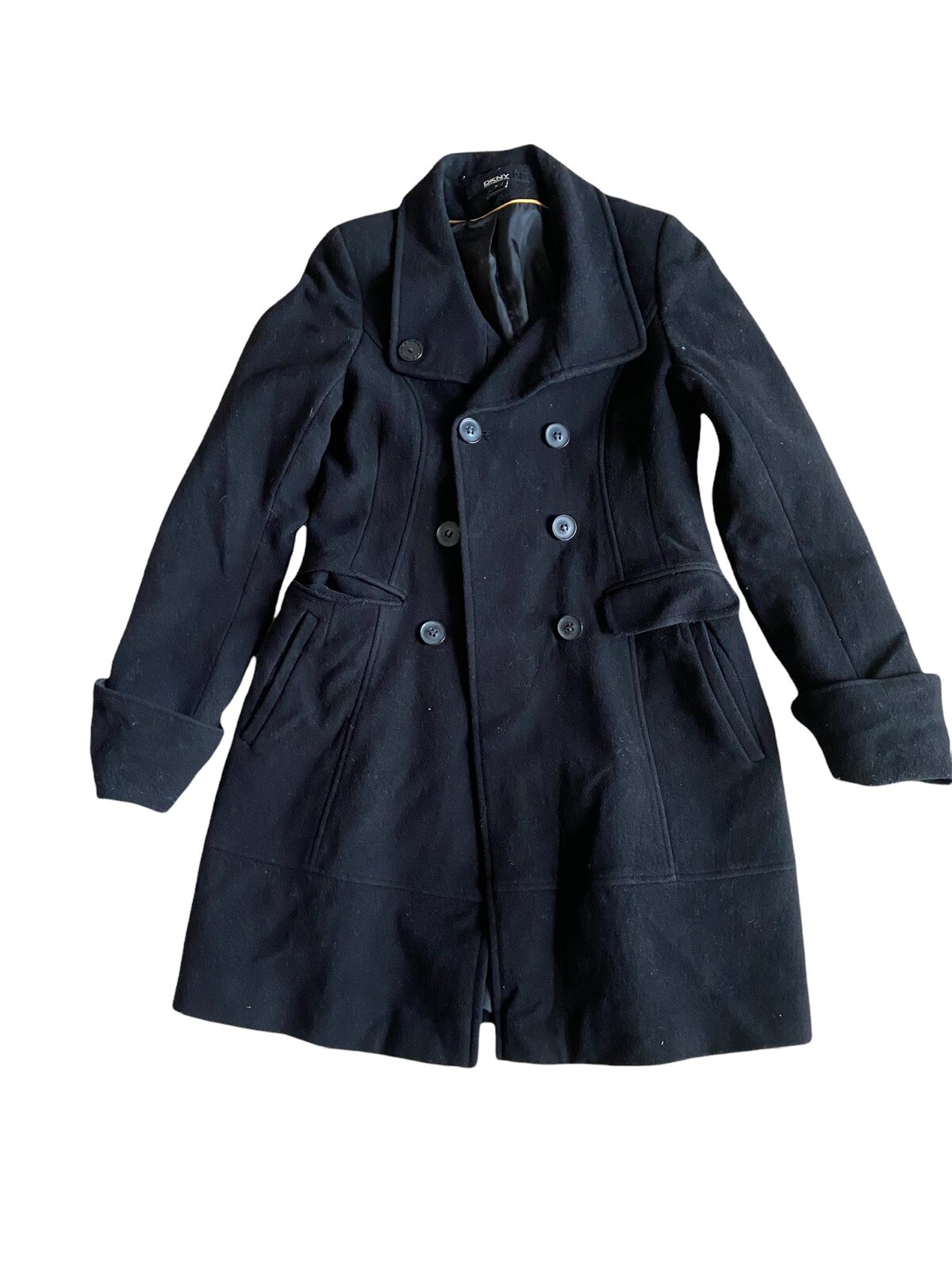 Vintage Womens DKNY Double Breasted Wool Blend Pea Coat Short Size