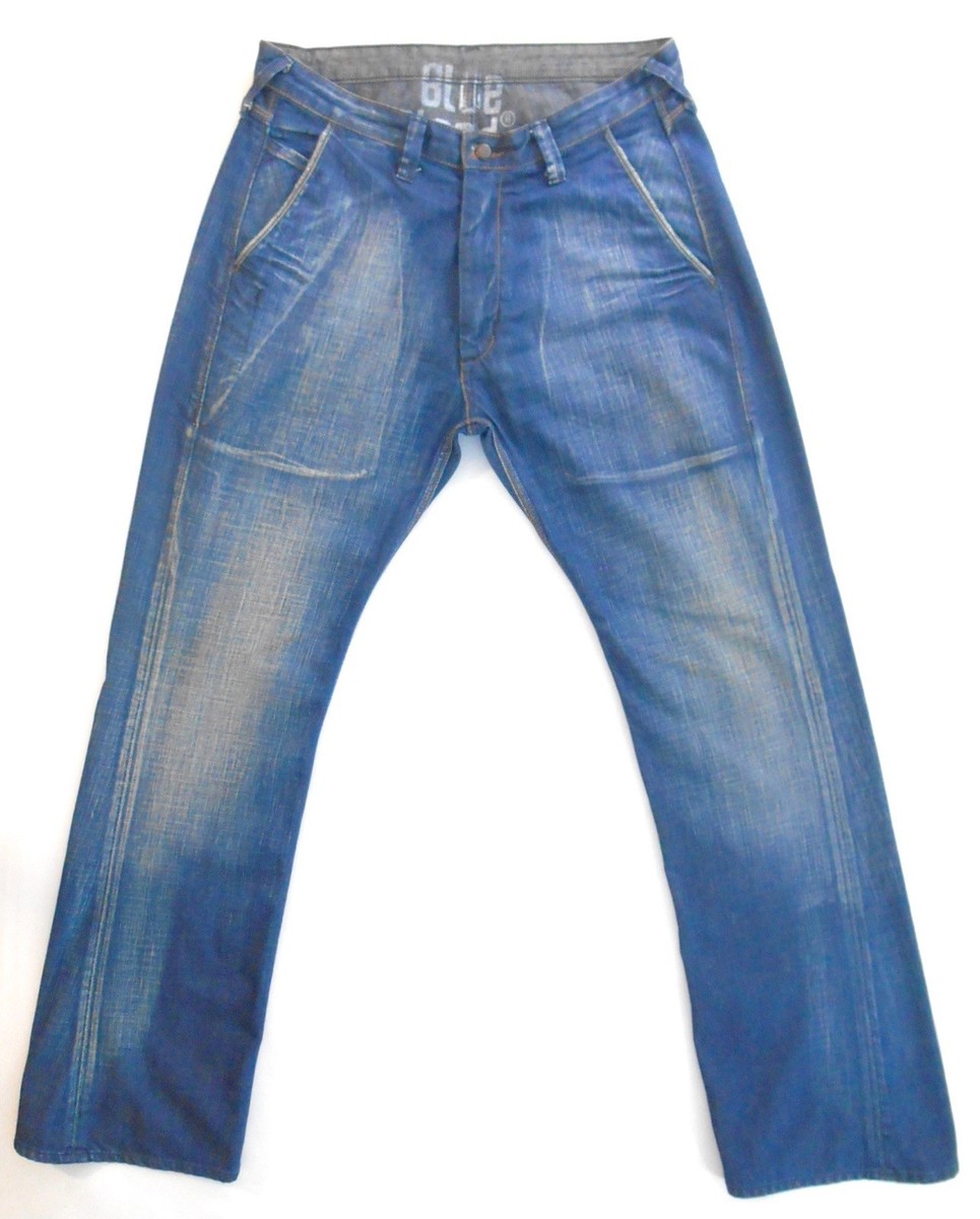 Blue Blood Mens Prem Straight-Cut Waxed-Denim Jeans 34x34 New | eBay