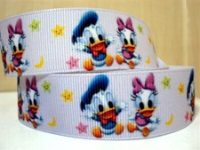 Donald Daisy Duck Disney Grosgrain Ribbon 25mm wide Sold per Metre