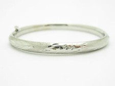 14k White Gold Filagree Design Diamond Cut Baby Bangle Bracelet New Gift