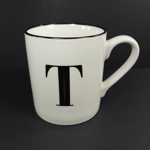 Threshold Stoneware Monogram Initial “T” White Coffee Mug 16oz w/ Gold Accents