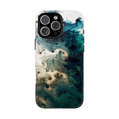For iPhone/Galaxy/Pixel | Phone Ink Case - Deep Blue Green Liquid Color