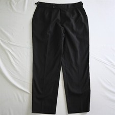 Bespoke 34x29 Black Superfine Wool Side Tab Mens Tux Tuxedo Trouser Dress Pants