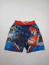 Nintendo Mario Kart Boys XS 4/5 Mesh Lined Swim Trunks Shorts - Mario Luigi 2015