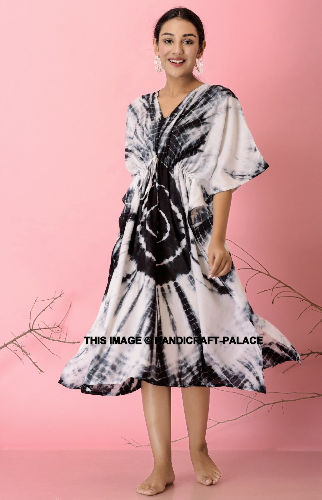 Mujer Talla Grande Caftán Rayón Corto Vestido Largo Kimono Manga de Noche