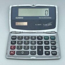 CASIO SL-200TE Dual Leaf Pocket Calculator Solar Battery Compact Tested Works