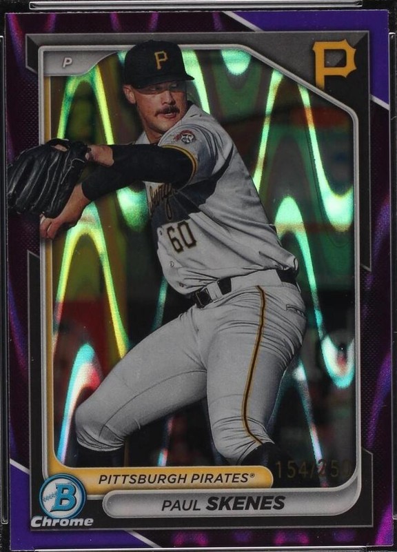Bowman 2024 Chrome Prospects Paul Skenes BCP-125 Purple RayWave /250 PSA 10