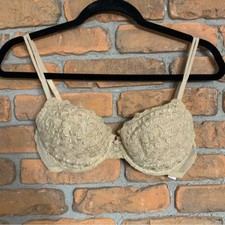 Vintage Victoria's Secret Womens 36B Bra Beige Lace Padded Underwire Demi Y2K