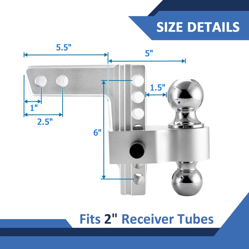 Enganche de remolque de 2"" con bola y bloqueo de 2" y 2-5/16" para Lexus GX460 2014-2023 Foto 2 de 4