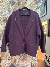 GEIGER Austria Women's Boiled Wool Jacket Coat Burgundy Button Up USA Size 10 38