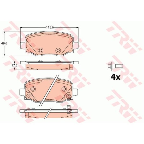 TRW BremsbeläGe Hinten FüR Fiat 500X Jeep Renegade GeläNdewagen Geschlossen-image