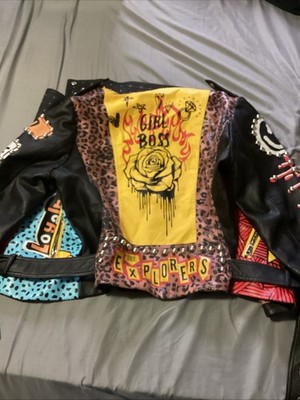 Redbox Unisex New Leather Graffiti Biker Jacket Studded Punk Rock Power 