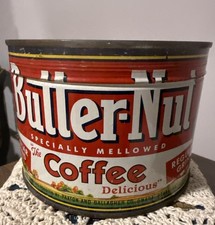 VINTAGE BUTTER-NUT “FULL” #1 COFFEE TIN CAN COOL GRAPHICS