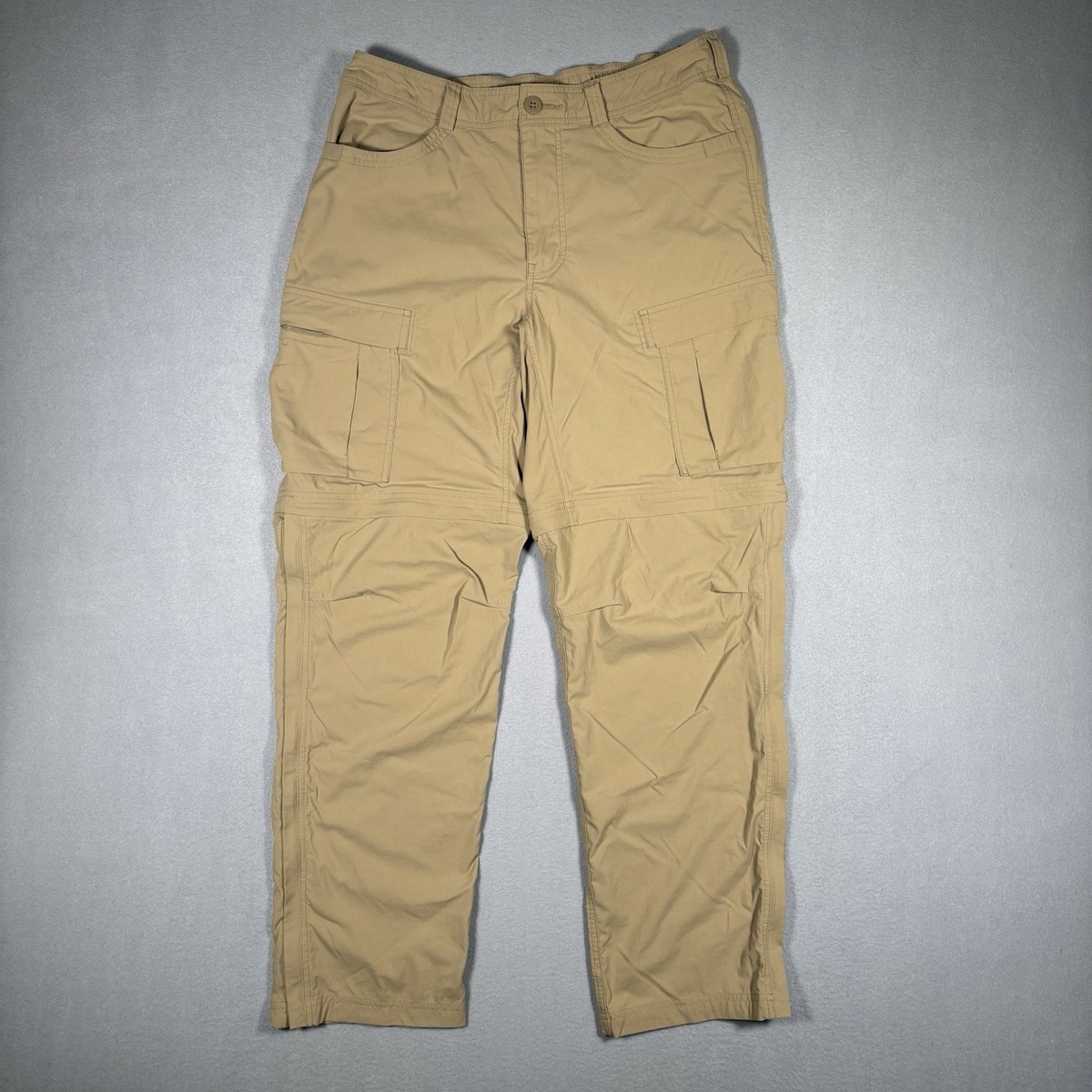 REI Co-Op Sahara Convertible Pants Mens 34x32 Khaki Cargo Pockets