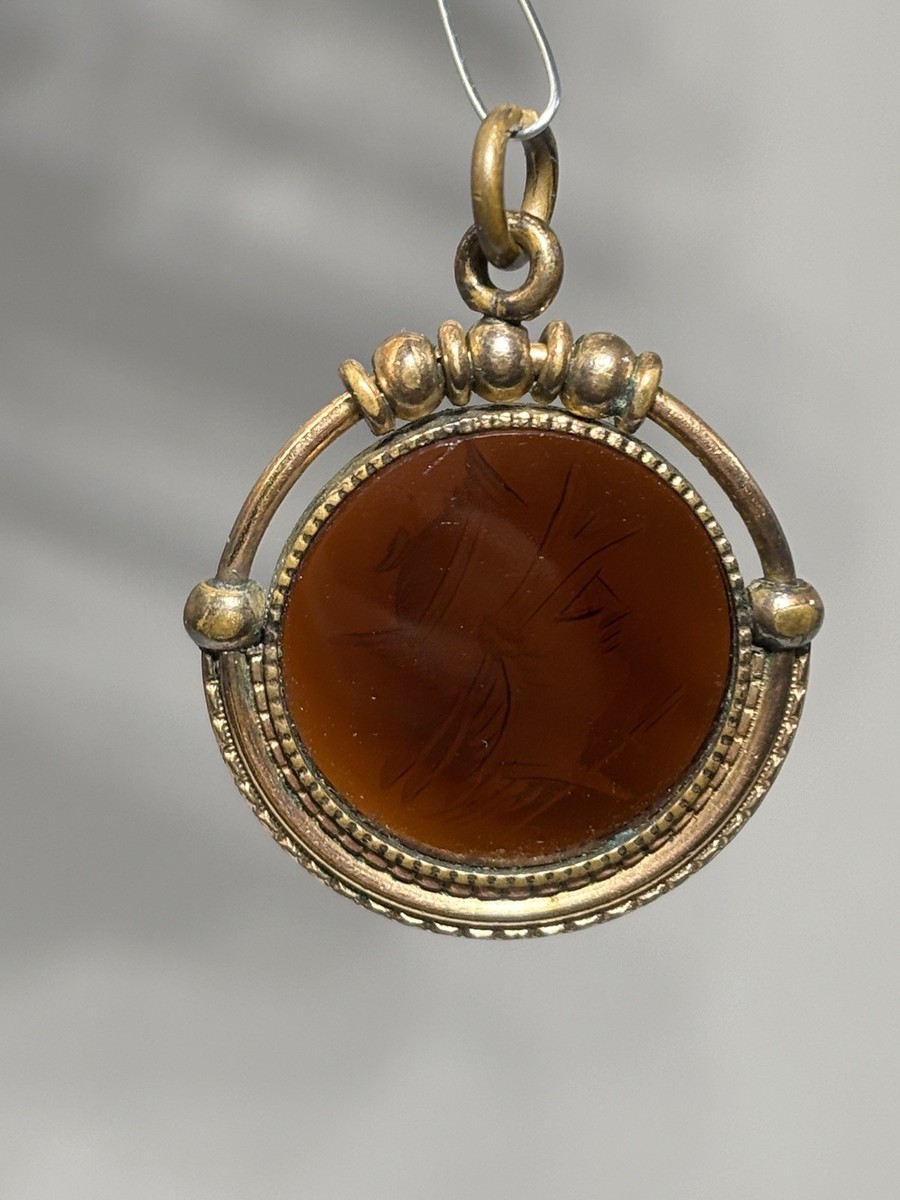 Vintage Victorian Carved Carnelian Intaglio Centurion Fob Charm View 5