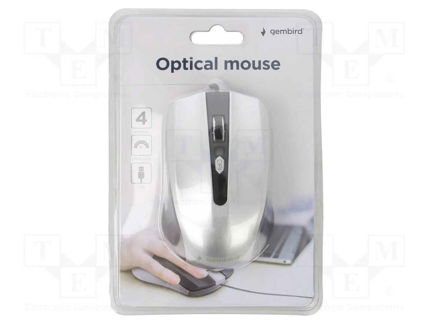 Gembird Nero/Argento Mus-4B-01-Bs (Cablato), Mouse, - Immagine 2