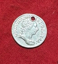 1763 George III Silver Maundy 3 Pence Colonial Milled Coin Authentic, Holed