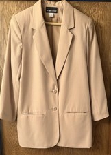 SAG HARBOR WOMEN'S SIZE 8 VINTAGE LIGHT TAN TWO BUTTON BLAZER JACKET W/ POCKETS