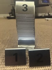 2  X 1.5  Stainless Steel Numbers  Table Tents 1-50 Silver / Black Letters