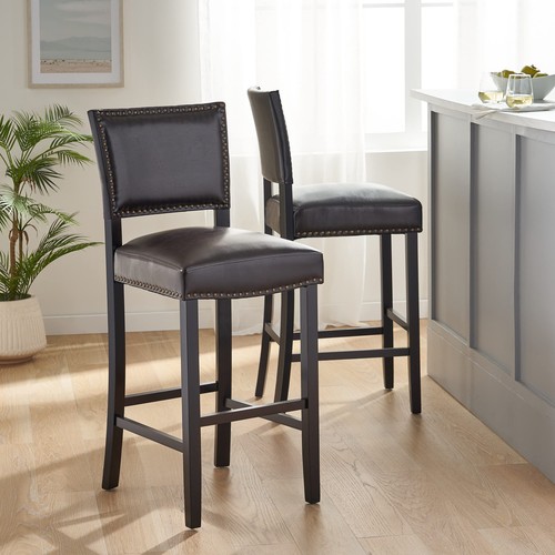 Christopher Knight Home Mayfield Bonded Leather Backed Barstools, 2-Pcs Set, ... - Picture 2 of 10