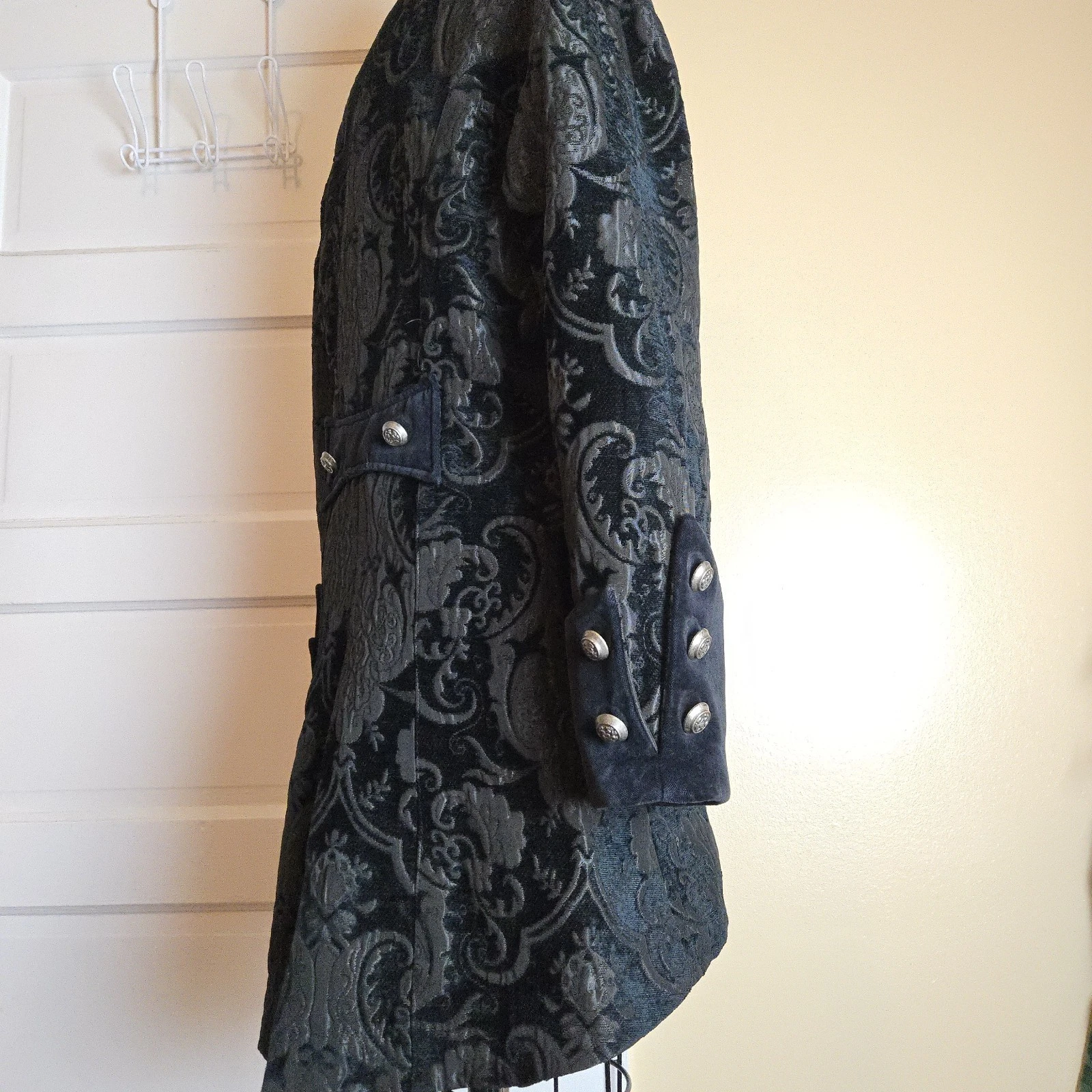 Shrine Hollywood California black brocade gothic steampunk military vampire coat image 10