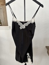 Victoria's Secret Satin Lace Full Slip Black Adjustable Straps Bow Accent M