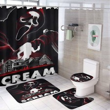 Scream Shower Curtain Set, Terrified Toilet Seat Cover Set