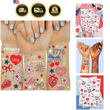 America 250 Tattoos, 4th of July -60 Temporary Tattoos  , Red White Blue, St...