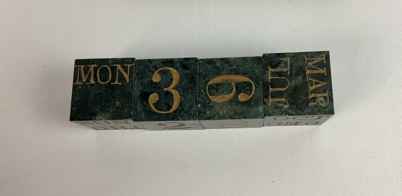 Vintage marble block calendar date month Day