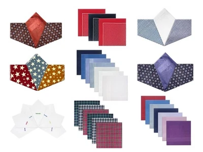 WARWICK & VANCE Mens Plain Handkerchiefs Cotton Check Tartan Embroidered Various Designs