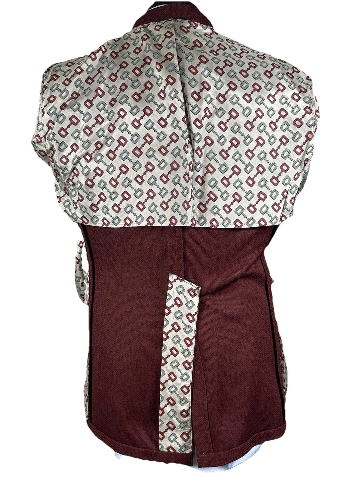 Cappotto sportivo vintage poliestere rosso marrone 40R fodera Gucci camicia safari