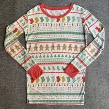 Little Sleepies Christmas Fair Isle Long Sleeve Pajama Top Shirt Bamboo 12/14
