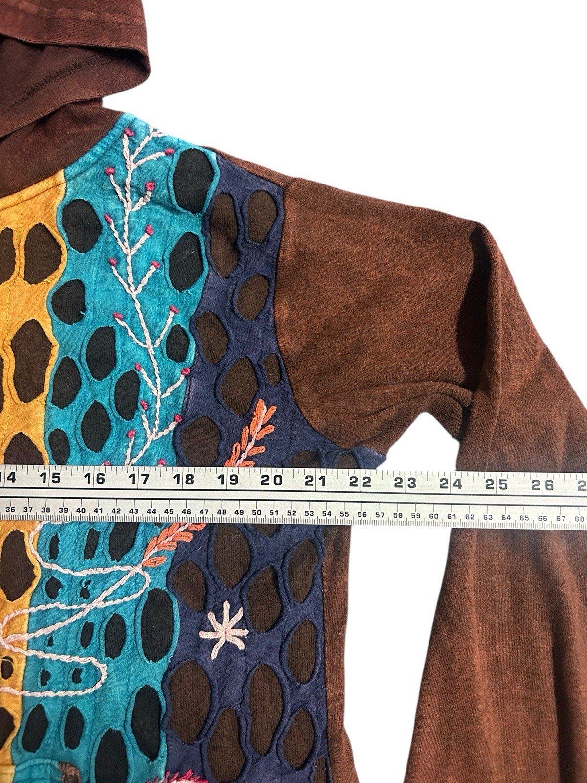 Rising International Patchwork Full Zip Hoodie Hi… - image 3