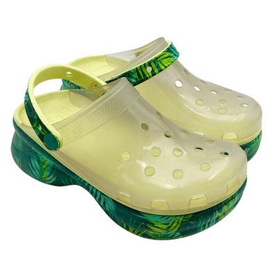 Crocs Classic Bae Translucent Tropical Clogs Women's Size 6 Clear Green