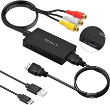 RCA to HDMI Converter, Analog Composite to HDMI Adapter Compatible VCR,DVD,VHS