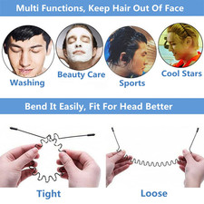 Metal Hair Band Black Wavy Non Slip Headband for Men Women Sports