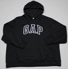 Gap Hoodie Mens 2XL Black Heritage Embroidered GAP Logo Fleece Sweatshirt