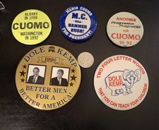 Presidential Buttons: Dole/ Kemp '96 Campaign & Mario Cuomo '92 Campaign