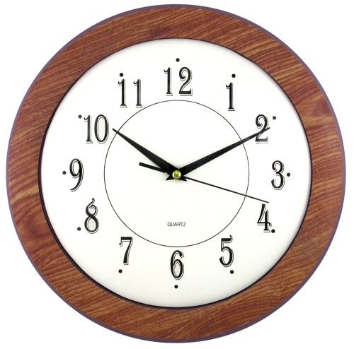 Timekeeper 11" Round Dark Woodgrain w/ White Face, Woodgrain (6415)