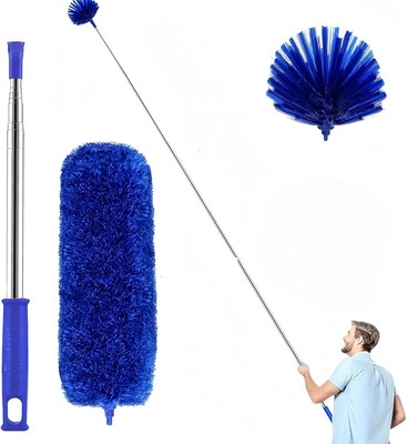 Cobweb Duster with Extension Pole,Spider Web Remover 2PCS Cob Blue 