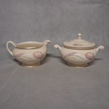 Homer Laughlin Eggshell Georgian Fruit/Dessert Bowls Pink Yellow Rose Floral - Set of 4 — listing 2