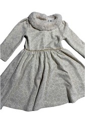 Janie And Jack Cream Furry Collar Dress Size 10