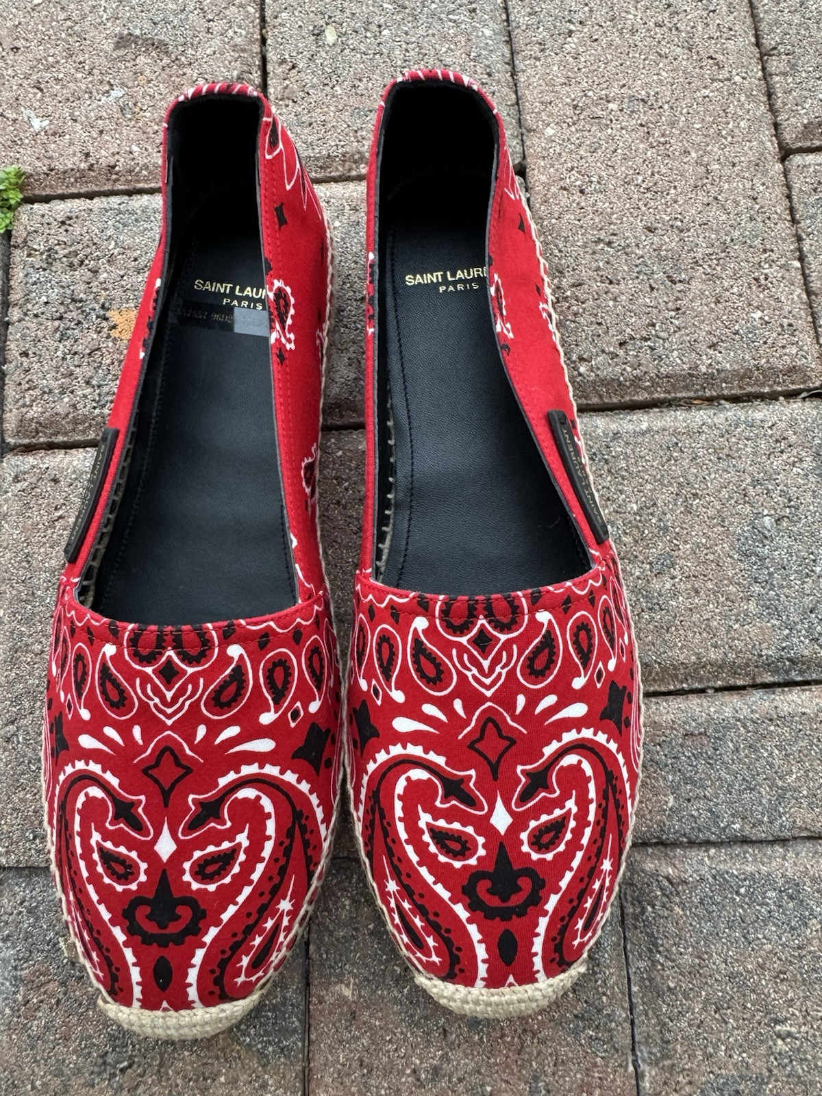 Espadrillas Saint Laurent in pelle con logo in rilievo taglia 9 5 espadrillas taglia 9 5