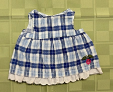 VINTAGE FISHER PRICE BRIARBERRY BEAR BLUE WHITE PLAID DRESS