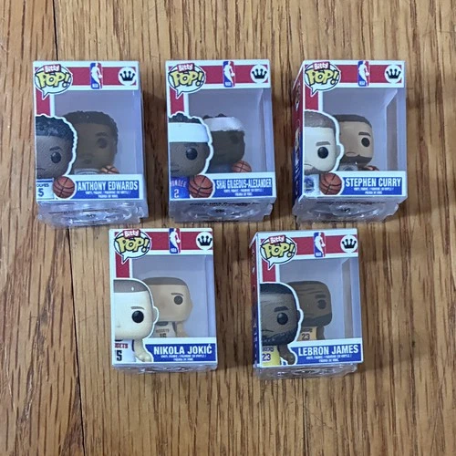 Lot of (5) NBA Funko Bitty Pop SGA, LeBron, Steph, Edwards, Jokic