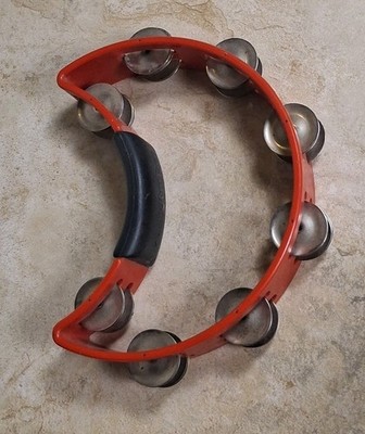 Rhythm Tech Double Row Tambourine Red Half Moon Handheld Music Instrument